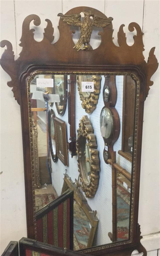 George III style mahogany fret cut wall mirror (a.f.)